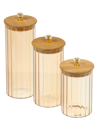 Банка для сыпучих продуктов, стекло, 3 шт, с крышкой, 0.5 л, 0.7 л, 0.88 л, 3 шт, Barouge, BC-008(SET)