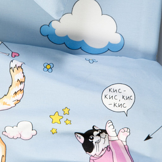 Постельное белье детское 1.5-спальное, простыня 150х215 см, 1 наволочка 70х70 см, пододеяльник 145х215 см, WMW, перкаль, Kitty 70737-1+70705-2