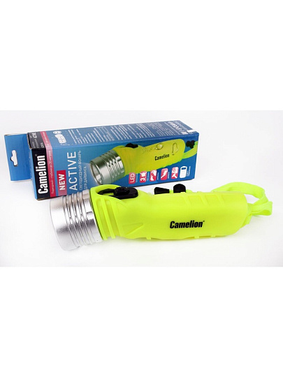 Фонарь Camelion, LED 3W Toshiba, пластик, желтый, 4xLR6, дайв, алюминий, блистер, LED51534