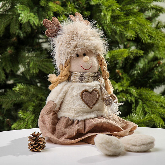 Фигурка декоративная текстиль, Девочка, 40 см, коричневая, Y4-9438