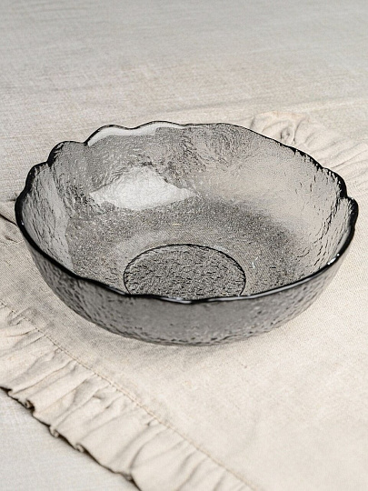 Салатник стекло, круглый, 18.5х6.5 см, 0.78 л, Графит, Декостек, 5818/1-Н7