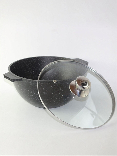 Казан алюминий, антипригарное покрытие, 4 л, Granit Perfection black, с крышкой, Алтей, 04-0450-310