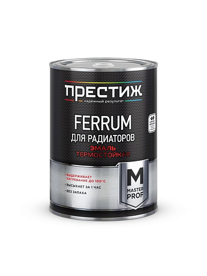 Эмаль Престиж, Мастер FERRUM, для радиаторов, термостойкая, акриловая, полуглянцевая, белая, 0.9 кг
