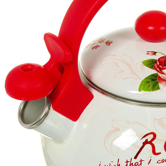 Чайник сталь, эмалированное покрытие, 2.2 л, со свистком, ручка пластиковая, Aurora, Роза, 1904