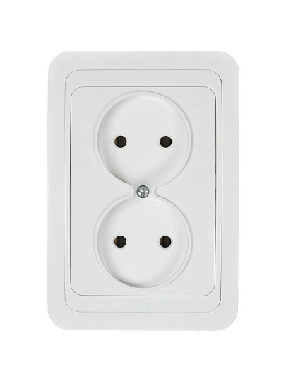 Розетка скрытой установки, 2 гнезда, без заземления, 10 А, белая, TDM Electric, Валдай, SQ1804-0009