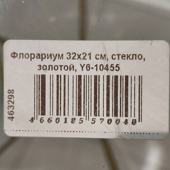Флорариум 32х21 см, стекло, золотой, Y6-10455