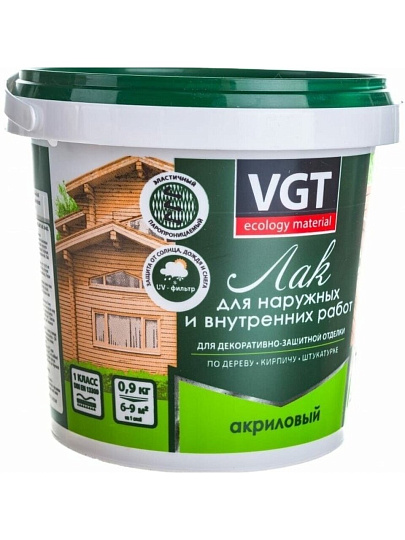 Лак VGT, матовый, акриловый, бесцветный, для внутренних и наружных работ, 0.9 кг