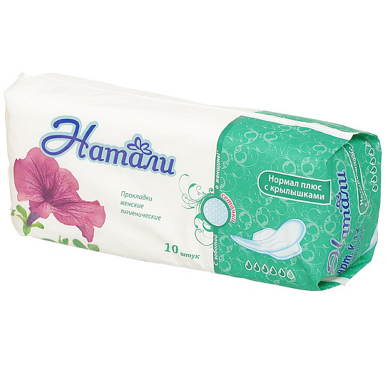 Прокладки женские Натали, Normal Top dry плюс, 10 шт, с крылышками, К-12