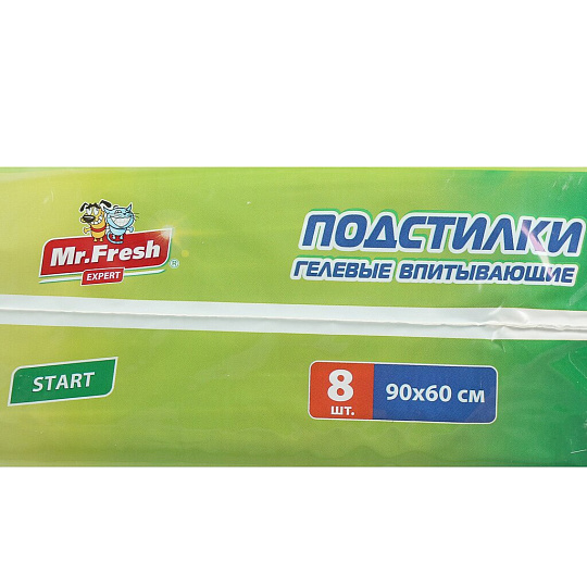 Пеленки для домашних животных одноразовые, гелевые, приучение к месту, Mr.fresh, 8 шт, 90х60 см