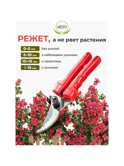Секатор универсальный, 220 мм, с зубчиками, Инструм-Агро, 010105-1