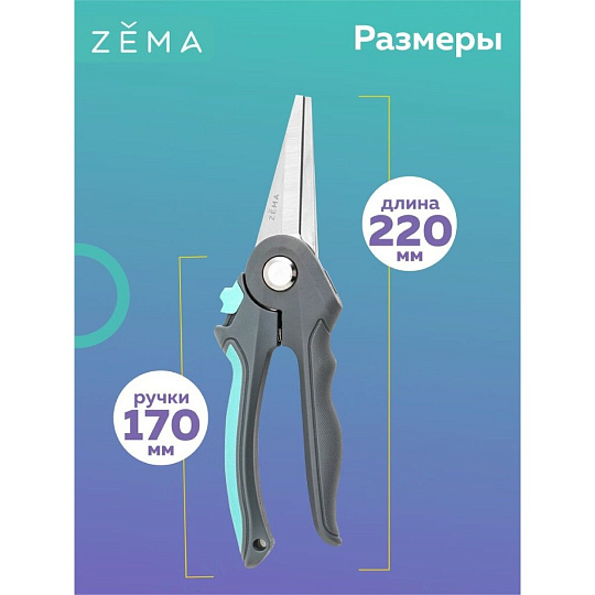 Секатор профессиональный, 15 мм, нержавеющая сталь, Zema, Накаба, рукоятка пластик, ZM 2006