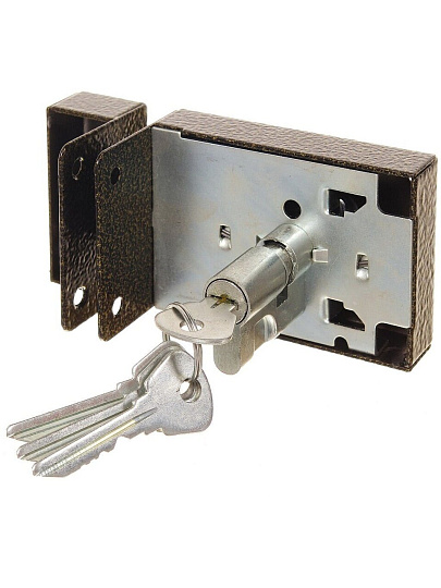 Замок накладной дверной, Омега, 3Н1, 00-00000619, бронза