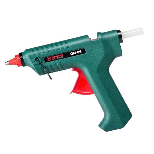 Электропистолет клеевой 11 мм, 15 Вт, 22 г/мин, короткая и длинная насадка стержни, Hammer, GN-06, 273271