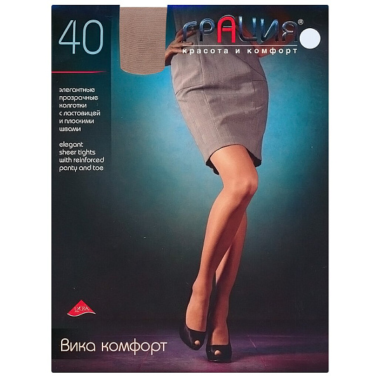 Колготки Грация, Вика комфорт, 40 DEN, р. 6, загар