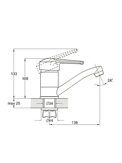 Смеситель для раковины, Solone, короткий излив, с картриджем, хром, SIT4-B182