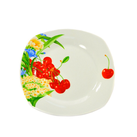 Тарелка десертная, керамика, 20 см, квадратная, Урожай, PFP200H 000618
