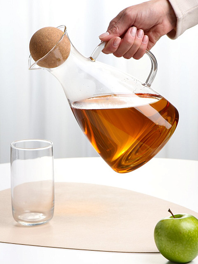 Кувшин боросиликатное стекло, 1.6 л, прозрач, крыш прбковая, Y4-11032