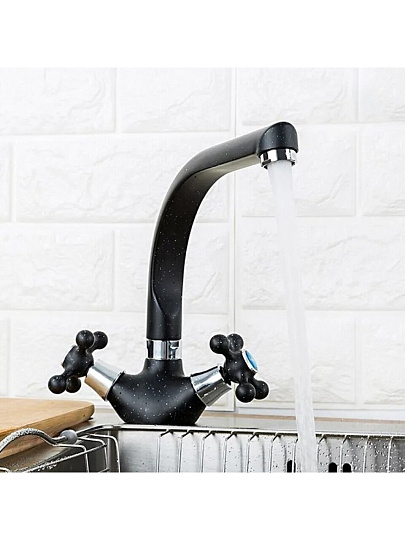 Смеситель для кухни, Frap, с кран-буксой, черный, F5408-7