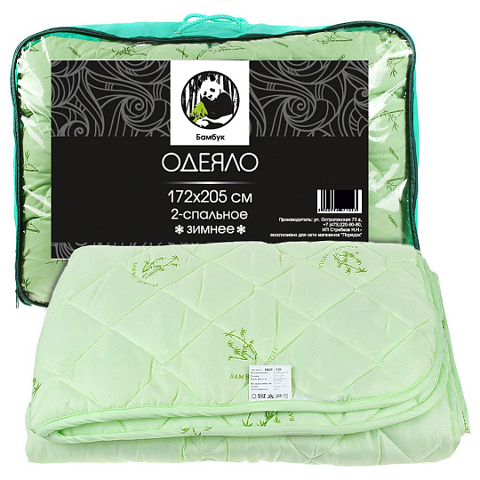 Одеяло 2-спальное, 172х205 см, Комфорт, Бамбук, 400 г/м2, зимнее, чехол полиэстер, кант, Selena