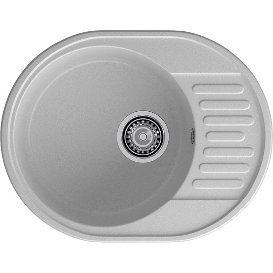 Мойка кухонная врезная, GranFest, Quarz, кварцевый песок, 617х480 мм, без сифона, серая, GF-Z58