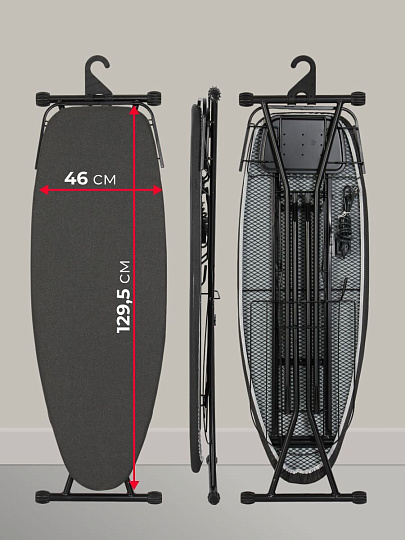 Доска гладильная 129.5х46 см, гладильный рукав, встроенная розетка, полка для белья, удлинитель 1.8 м, Марья Искусница, антипригарное покрытие, увеличенная ширина, выдвижная полка для утюга