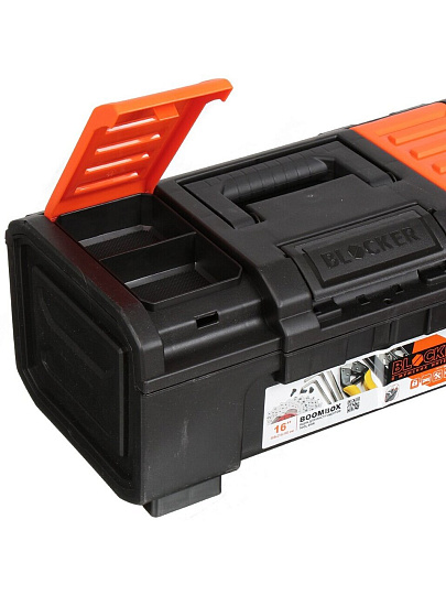Ящик для инструментов, 16 '', пластик, Blocker, Boombox, пластиковый замок, черный, оранжевый, BR3940