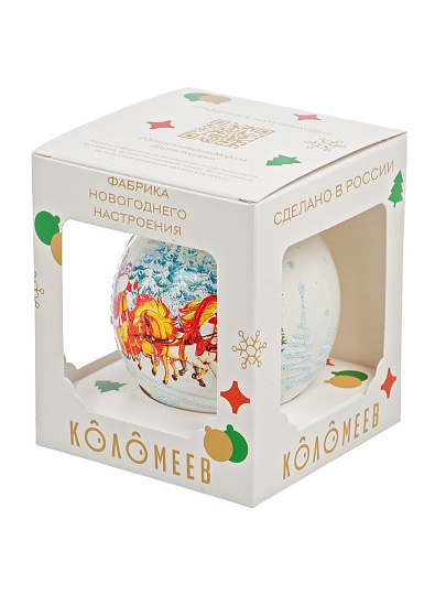 Елочный шар Дед Мороз и тройка, 8 см, стекло, КУ-80-214126