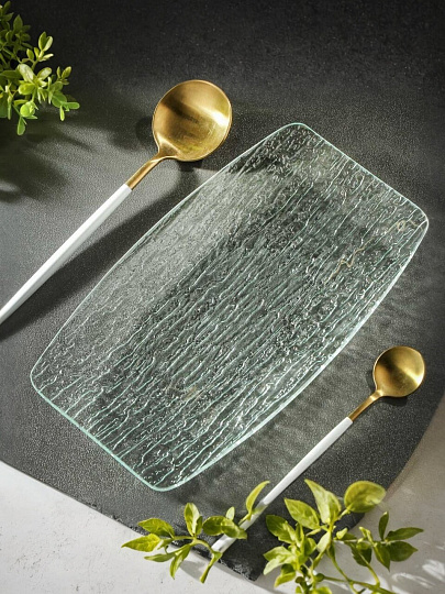 Блюдо стекло, прямоугольное, 14.5х24 см, Лед, Y4-8750