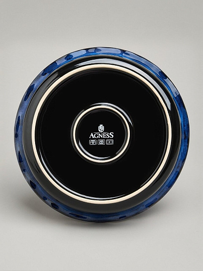 Форма для запекания керамика, 27х6.5 см, 1.5 л, круглая, Agness, Reactive Blue, 780-131