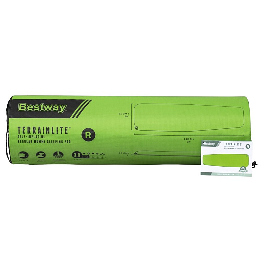 Коврик туристический 183х51х2.5 см, надувной, Bestway, TerrainLite, 69620