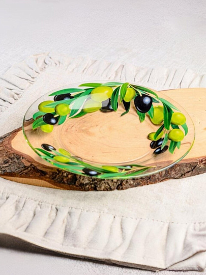 Тарелка сервировочная, стекло, 19.5 см, круглая, Оливки, Декостек, 327/1-Д