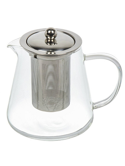 Чайник заварочный стекло, металл, 0.75 л, с ситечком, B050189