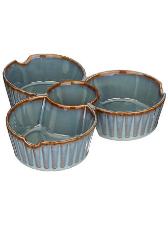 Менажница фарфор, 22х5 см, 4 секции, Bronco, Soul Kitchen, синяя, 189-393