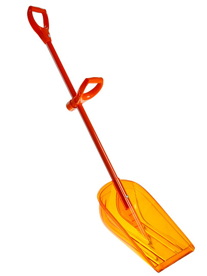 Лопата для снега поликарбонат, 360х150х1430 мм, черенок стальной, ковш оранжевый, V-ручка+ручка силы, LBPKS006