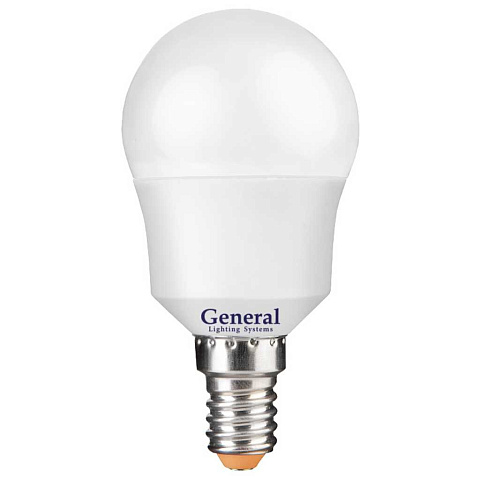 Лампа светодиодная E14, 12 Вт, 230 В, шар, 2700 К, свет теплый белый, General Lighting Systems, GLDEN-G45F