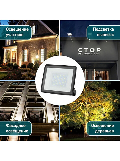 Прожектор светодиодный, Эра, LPR-023-0-65K-100, 100 Вт, 6500 К, IP65, 8000 Лм, Б0052026