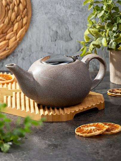 Чайник заварочный керамика, 0.75 л, с ситечком, Elrington, Феличита, 109-06020, коричневый