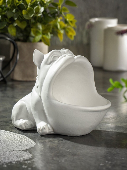 Фигурка гипс, Бульдожка, 19.5х11х13 см, конфетница, белая, 10 1380 0000