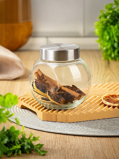Банка для сыпучих продуктов, стекло, 0.4 л, с крышкой, Манхеттен, Y6-6495