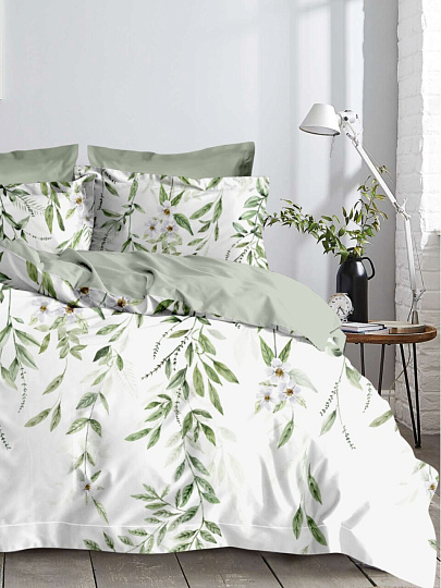 Постельное белье евро, простыня 215х240 см, 2 наволочки 70х70 см, пододеяльник 200х215 см, Майская ночь, микросатин, Флора, SJT2503-7