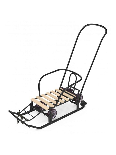 Санки Тимка 5 Универсал, Т5У/Ч, переставная ручка, ремень безопасности, колеса на полозьях, черные, Nika