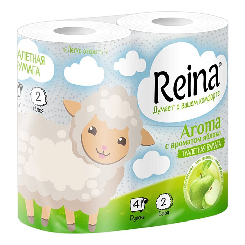 Туалетная бумага Reina Aroma, Яблоко, 2 слоя, 4 шт