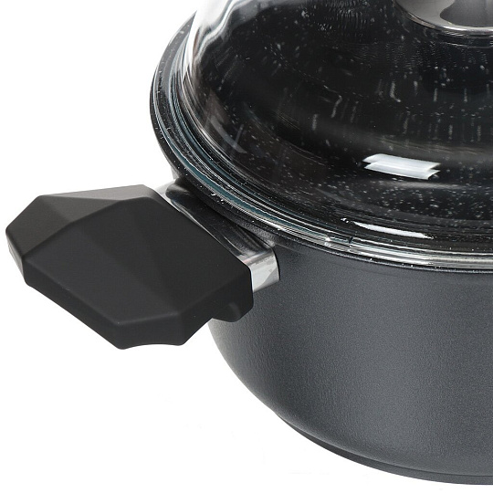 Кастрюля алюминий, антипригарное покрытие, 4 л, крышка стекло, Victoria, Diamond, D07 4.0G, индукция