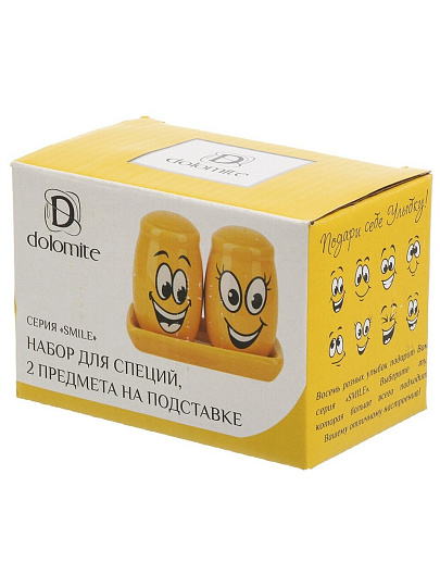 Набор для специй керамика, 2 шт, 11х6х8.5 см, на подставке, Dolomite, Smile, L2520868
