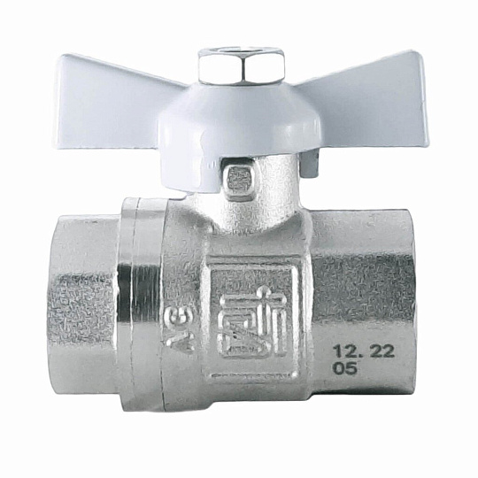 Кран для воды, 1/2'', г-г, ручка-бабочка, никель, STI