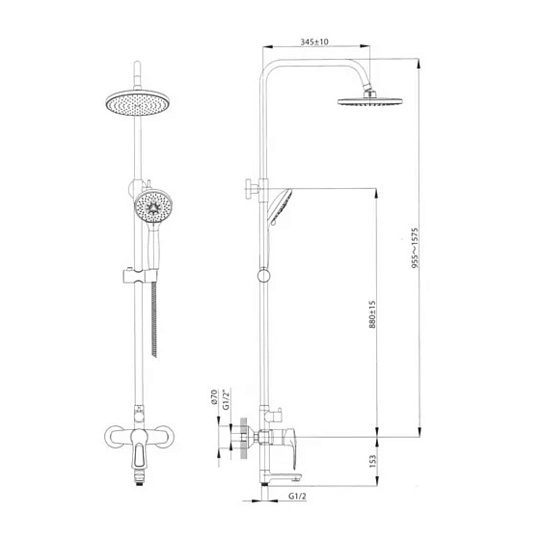 Смеситель для ванны, Rossinka, Тропический дождь, короткий излив, с картриджем, хром, T40-46