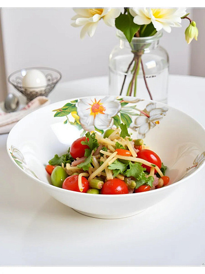 Салатник керамика, круглый, 20х5.5 см, 0.9 л, Шиповник, Daniks, 7435