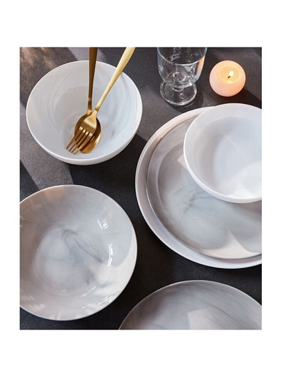 Тарелка суповая, стеклокерамика, 20 см, круглая, Diwali Marble, Luminarc, P9835