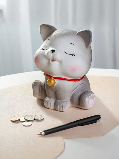Копилка Котик, 15х15х18 см, пластик, A240035