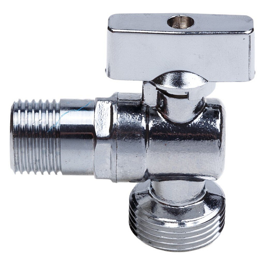 Кран 1/2х3/4", ш-ш, угловой с удлиненной резьбой и отражателем, хром, AquaLink
